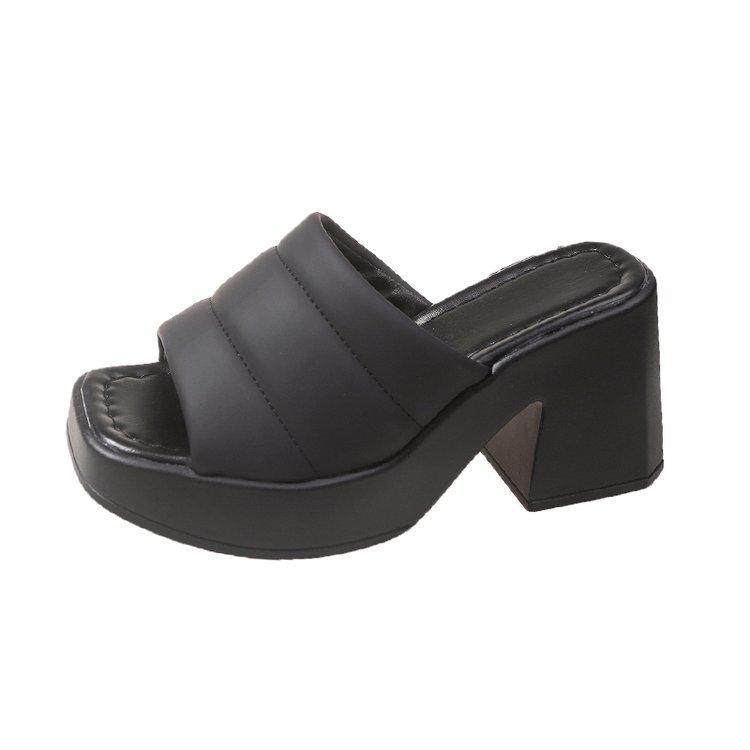 

Крутые шлепанцы на толстой подошве, женские, модная уличная обувь, шлепанцы на одно слово, 2025, летняя мода, новинка, туфли на толстом каблуке, на высоком каблуке, женские, в наличии 36 чёрный