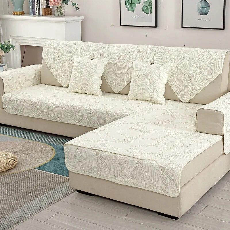 White Print Sofa Covers Double-sided Cotton  Sofa Cushion Four Seasons Sofa Towel Living Room Corner Couch Cover Armrest Towel