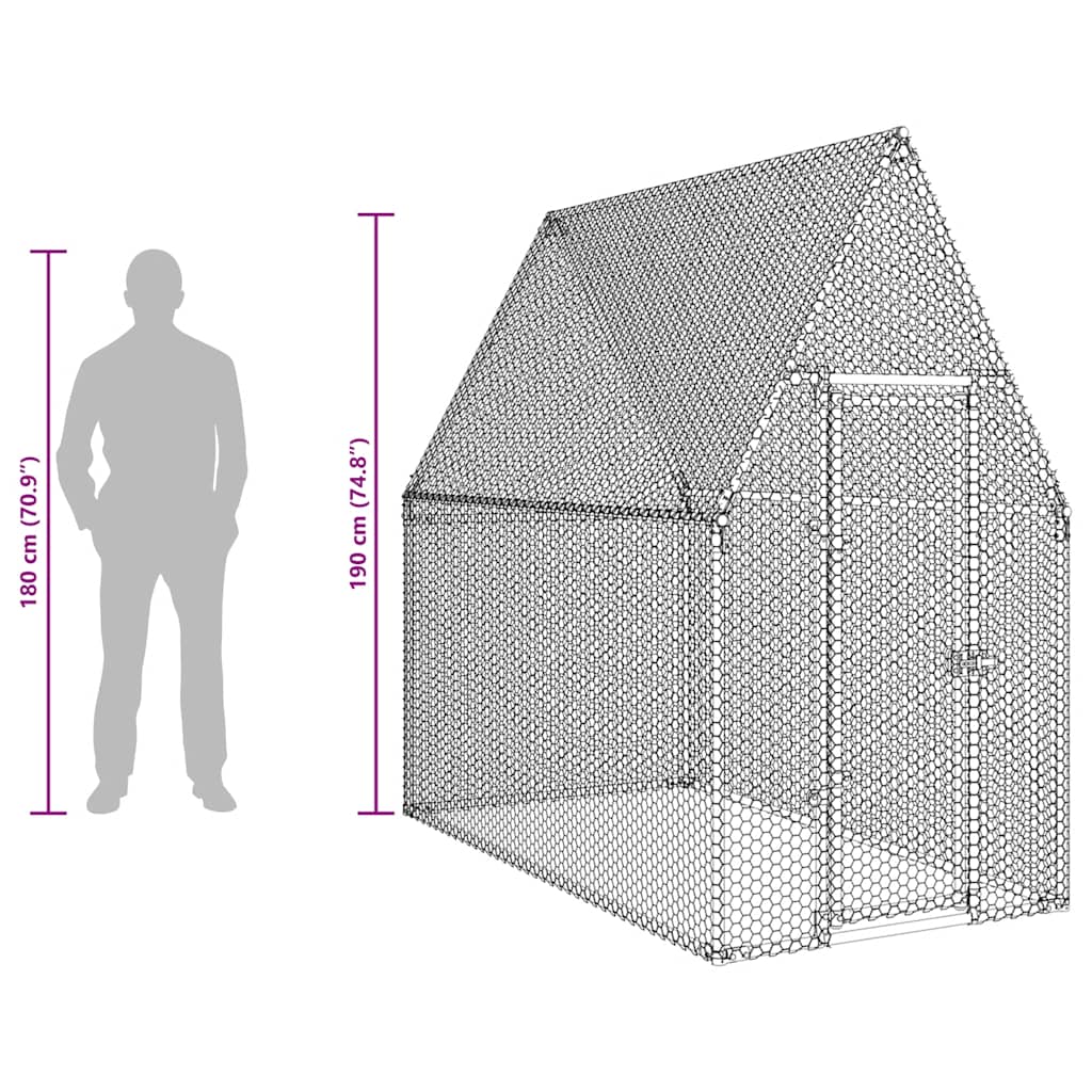 Chicken Coop Silver 200 x 100 x 190 cm Galvanized Steel