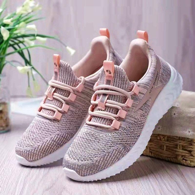 2024 spring and autumn new flat-bottomed fly-woven mesh sports shoes women's casual soft-soled lightweight running women's shoes