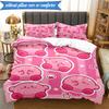Rosa Pika Muster 3-teiliges K-Pop Musikgruppen Bettwäsche-Set, Ideal für Schlafzimmer, Wohnheim, Enthält Bettbezug und 2 Kissenbezüge, Fan-Geschenke