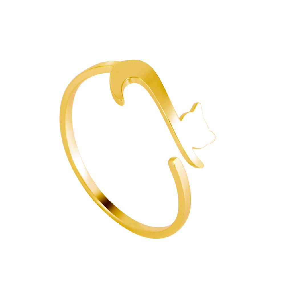 Lemegeton Cute Lazy Little Cat Rings Pattern Exquisite Leisure Circle Jewelry Minimalism Daily Wear Women Decoration Finger Hoop