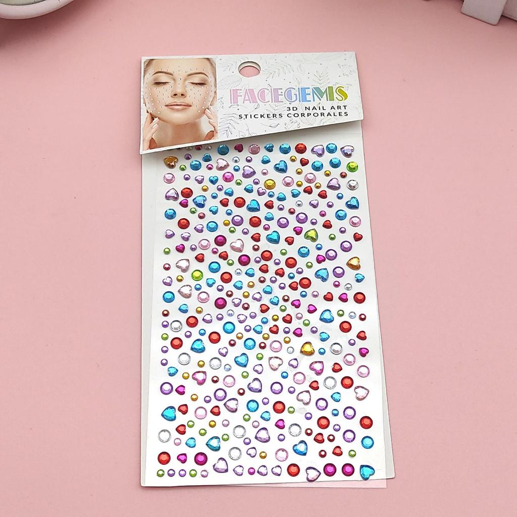 DIY Acrylic Rhinestone Face Stickers - 15 Color Set for Makeup & Stage Use