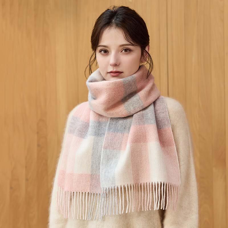 JIUMU Women's Autumn/Winter Wool Plaid Scarf