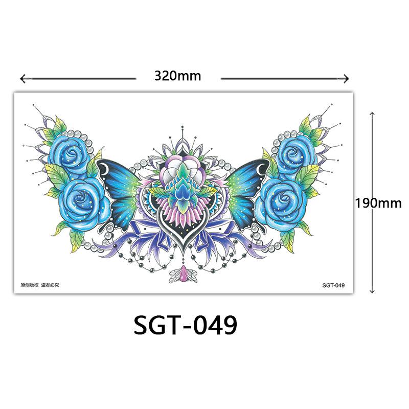 Flower Chest Tattoo Sticker, Chest Tattoo Sticker, Color Half Nail Large Picture Tattoo Sticker