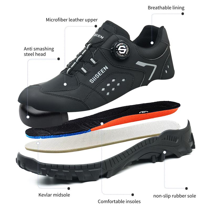 Rotating button Indestructible shoes Men Puncture-Proof Work Boots Steel toe shoes Wear resistant Safety Shoes Protection Boots