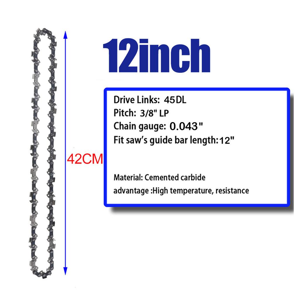 1/2/3 Pcs 12 Inch Metal Chainsaw Chain Spare Parts 45 Drive Links Saw Chain 3/8" LP .043" Gauge Semi Chisel For Wood Cutting