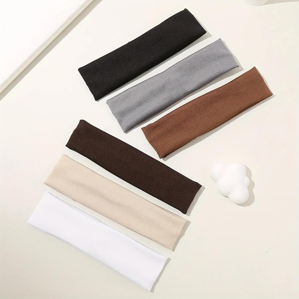 5pcs Solid Color Running Headband for Women Men Non Slip Workout Sweatbands Adjustable Sports Headbands Workout Headbands