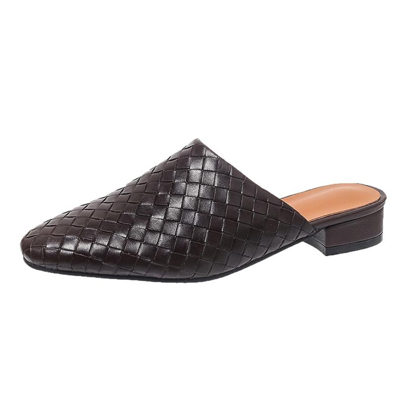 FOREADA Women PU Leather Mules Round Toe Flats Concise Design Ladies Fashion Casual Shoes Spring Autumn Gold Silver 45