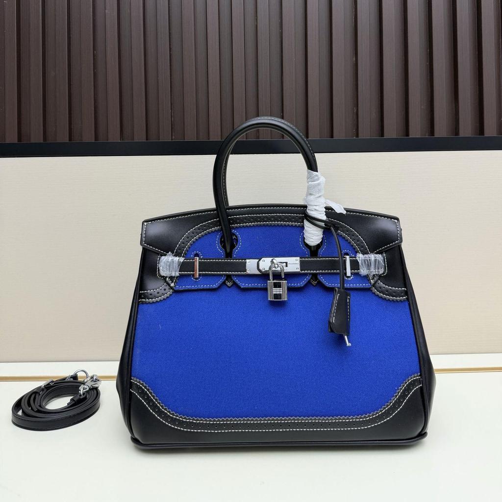 H Family Women's High-End Cowhide Leather Lace Platinum Handbag