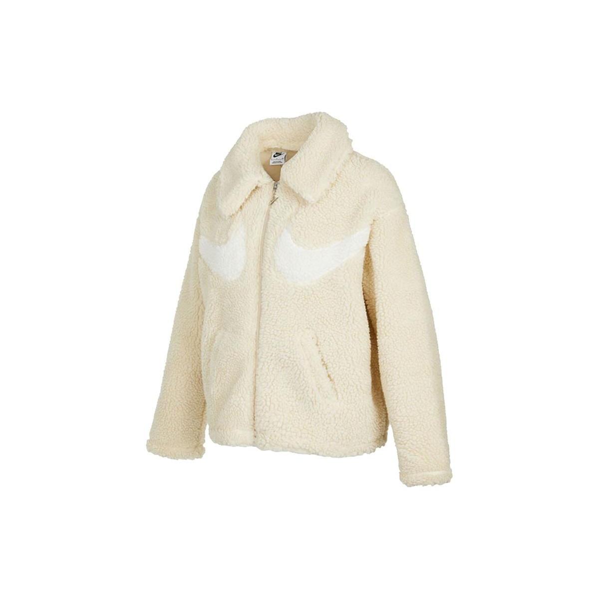 (WMNS) Nike Logo Printing Solid Color Athleisure Casual Sports Lamb s Wool Apricot Color Jacket Women s DD5621-206 M