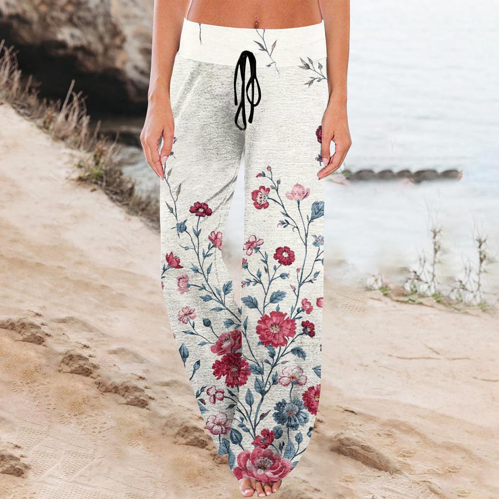 Dames Mode Losse Pasvorm Trekkoord Elastische Taille Casual Geprinte Broek