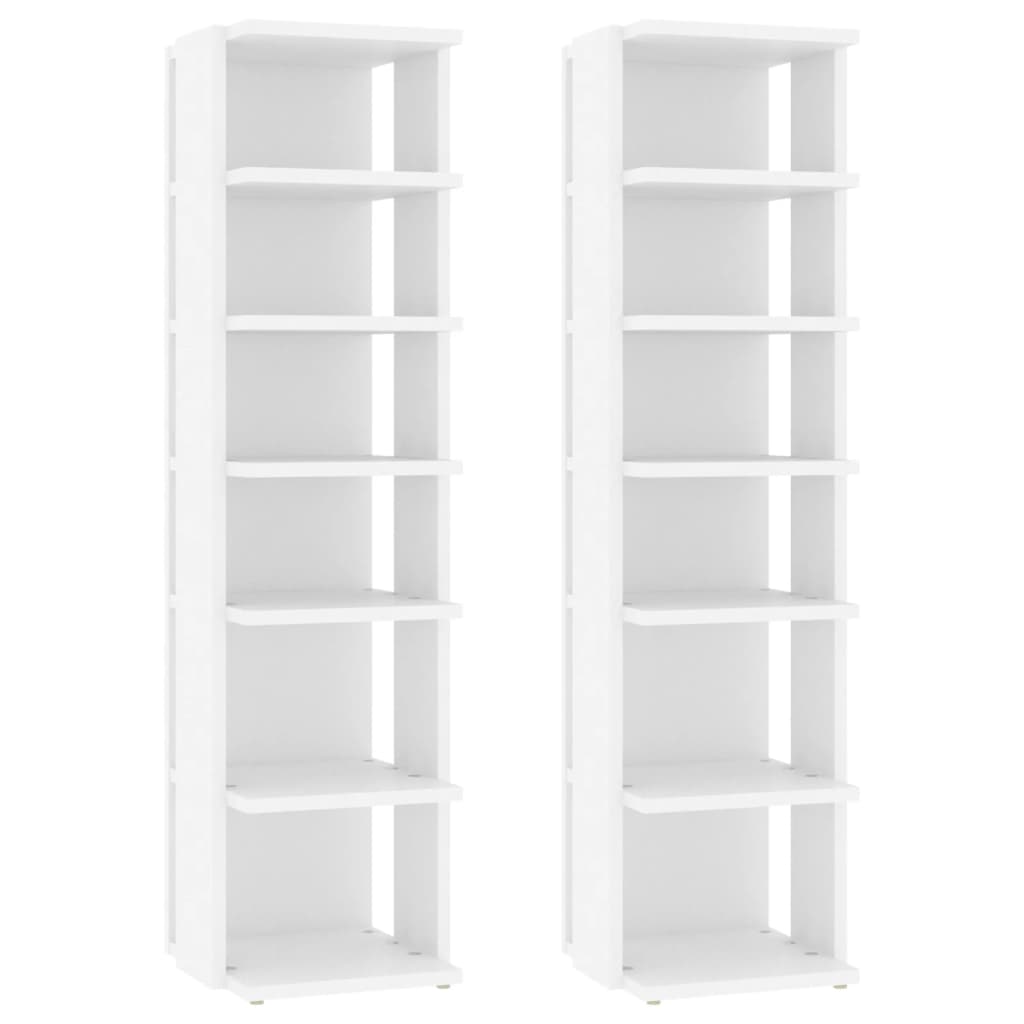 Shoe Cabinets 2 pcs. White 27.5 x 27 x 102 cm Particleboard