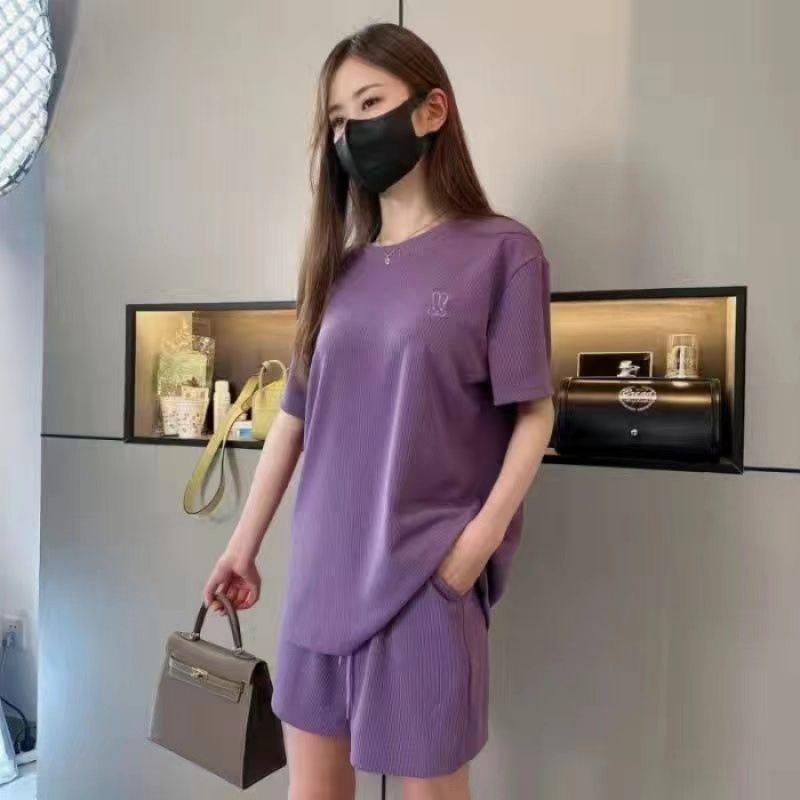 Summer Fashion Loose Short-sleeved Shirt Suit Women's Wide-leg Shorts Casual Sportswear Two-piece Set