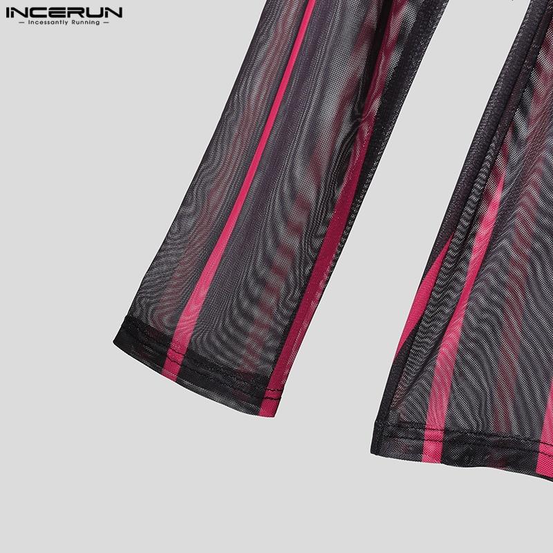 INCERUN Herren Rollkragen Langarm Durchsichtig Bandage Party Club T-Shirts Tee