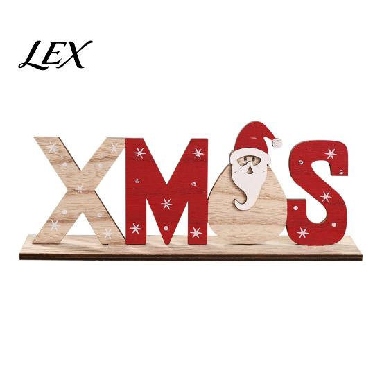 Christmas Home Decor Wooden Table Sign, XMAS SNOW NOEL Tabletop Sign with Tiered Tray Base, Hollow Letter Centerpiece for Xmas Party Noel