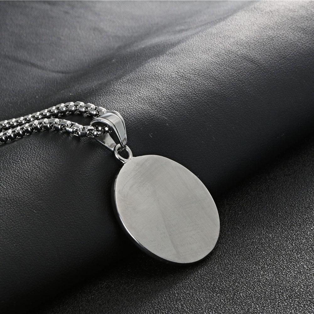 European & American Titanium "Eye of God" Pendant Necklace - Vintage Cro Punk Stainless Steel Round Tag Accessory
