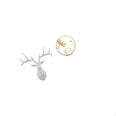 Resin Deer Head Wall Sculpture And Crystal Ball Metal Figurine Desk Ornament for Office Home Hallway