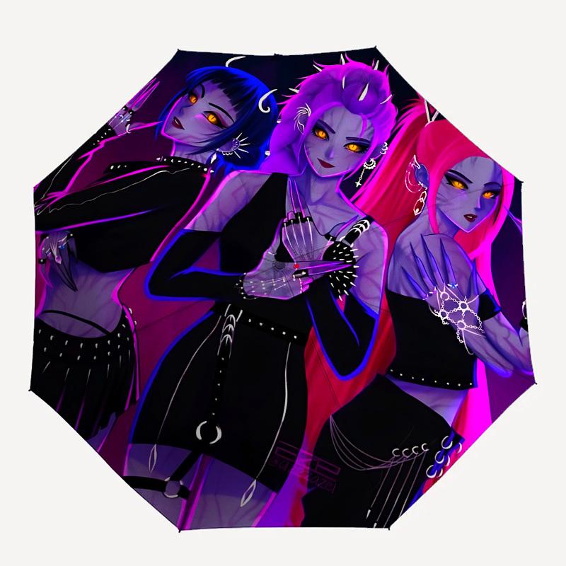 K-POP Anime Girls Group Themed Automatic Opening and Closing umbrella - 8 Ribs, Suitable for Leisure and Going Out, Outdoor Accessory, Gothi
