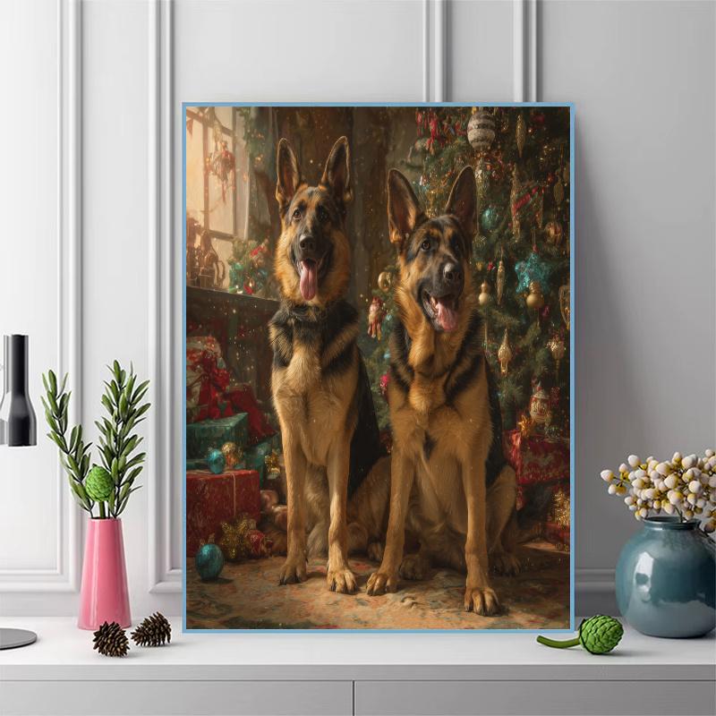 German Shepherd Pattern  3pcs 100% Round Full Drill 5D DIY Diamond Painting Embroidery Cross Stitch Rhinestone Décor