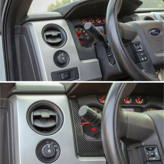 2X Dashboard Panel Frame Trim Decor Cover for Ford F-150 2009-2014 Carbon Fiber