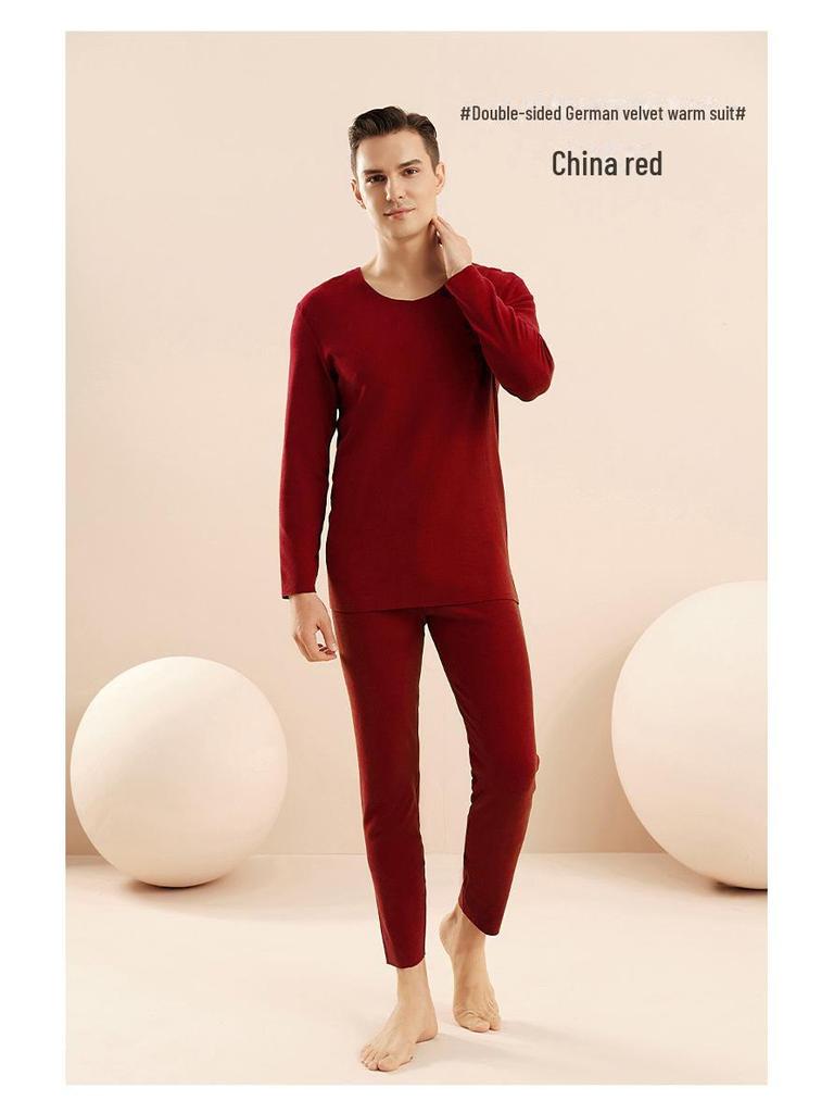 Men’s Thermal Underwear Set: Velvet, Antibacterial, Hyaluronic Acid-Infused, Long-Sleeved, Autumn/Winter Comfort