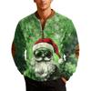 Mens Christmas Sweater Zip Up Sweatshirts Vintage Knit Graphic Sweatshirt Xmas Stand Collar Pullover