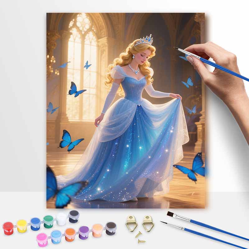 Disney Princess Blue Gown Oil Painting Hand Painting Coloring Painting Handmade Diy Home Decoration Gift