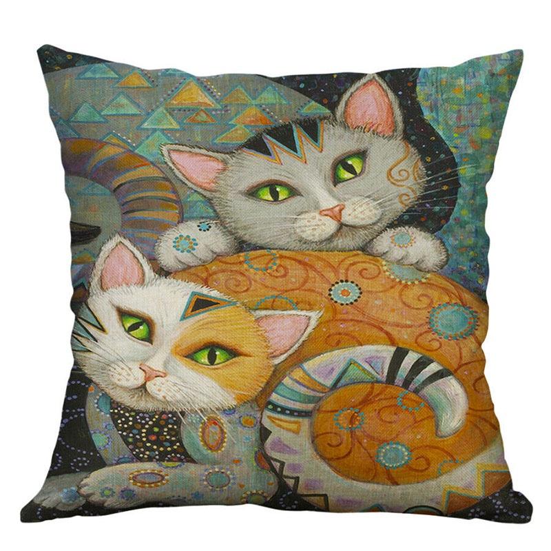 Square 177" Vintage Cats Pillow Case Cover Sofa Waist Cushion Covers Home Decor