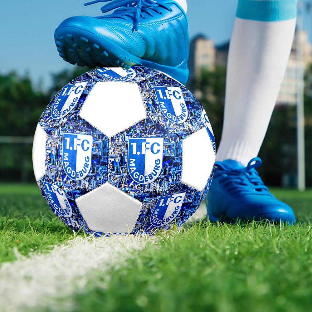 Pallone da Calcio FC Magdeburg, colorato, adatto a tutte le età, cucito a macchina, materiale PVC, qualità da competizione, durevole e ad alto rimbalzo