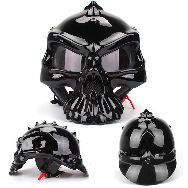 ABS Motorcycle Half Helmet With Reversible Skull Design Men Cycling Protective Gear Safety