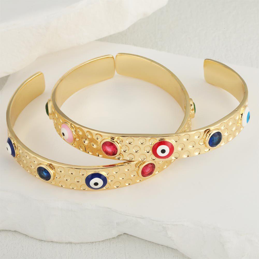 New Style Simple Women's Hip-hop Fashionable Design Textured Opening Dripping Oil Eye Bracelet