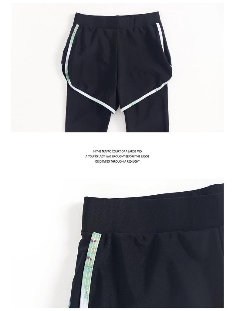 Women's Three-Piece Swimsuit: Long-Sleeve, Flat-Leg Design to Slim and Cover. Ideal for Small Busts, Perfect for Hot Springs.