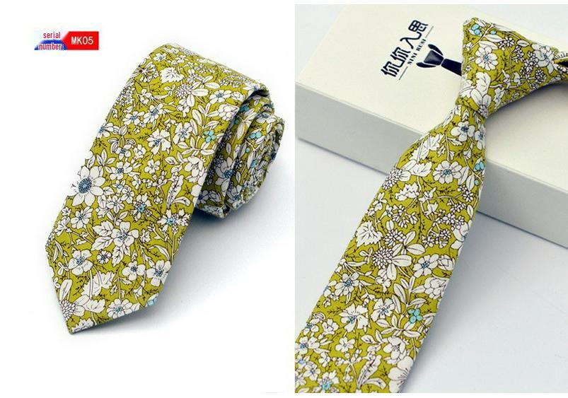 

Men s 6cm Narrow Cotton Printed Tie - European & American Casual Fashion for Groom & Best Man