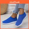 Blue Breathable Lucyever Flats Knitted For Women Autumn Plus Size Soft Sole Sock Sneakers Woman Slip On Non Slip Tennis Shoes 44