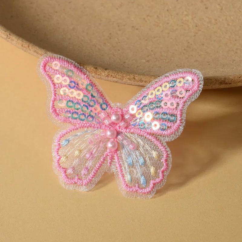 10/20pc Pearl Butterfly Lace Embroidered Wedding Clothes Jewelry Accessories Appliques For Sewing Supplies DIY Hair Clip