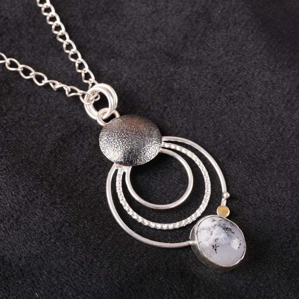 Dendritic Opal Jewelry, 925 Solid Sterling Silver Pendant Jewelry, Handmade Gorgeous Silver Pendant For Thanksgiving Gift