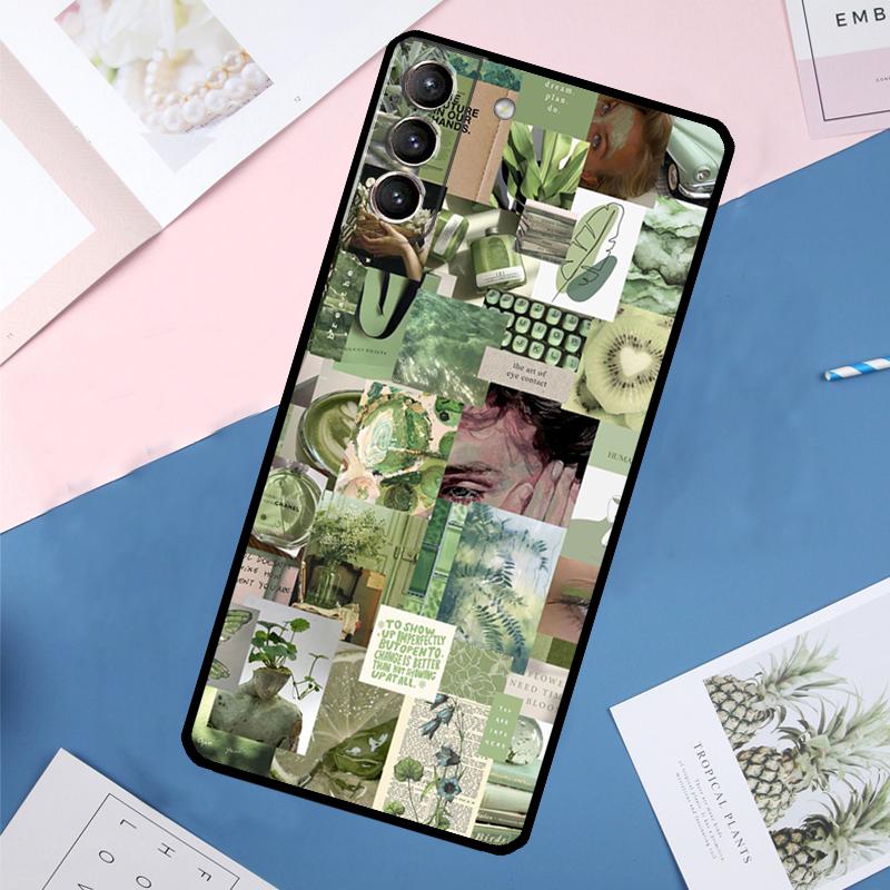 green aesthetic Case For Samsung Galaxy S25 Ultra S24 S23 S22 S21 Ultra S9 S10 Plus S23 FE S25 FE Back Cover
