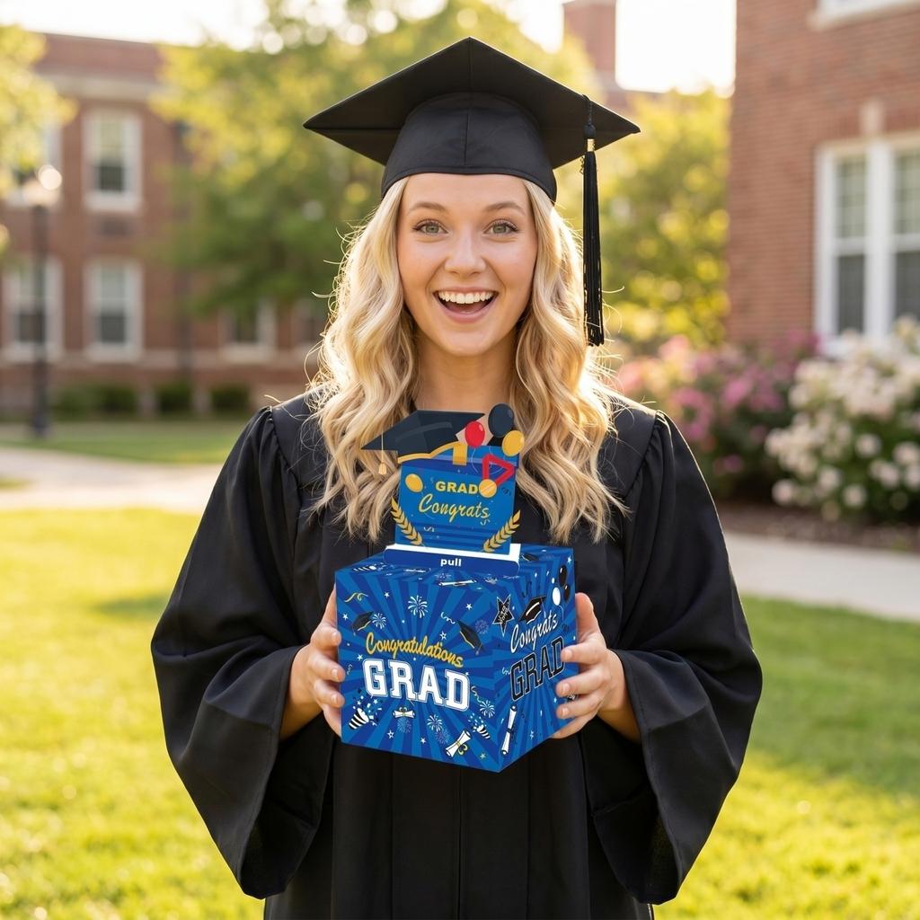 Graduation Party Money Pull Box Gift Box Graduation Theme Decorative Box for Graduation Ceremony Celebration Event Supplies