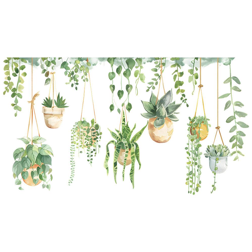 Fun-c25 Small Fresh Vine Potted Hanging Decoration Bedroom Living Room Background Landscaping Wall Stickers Self-adhesive