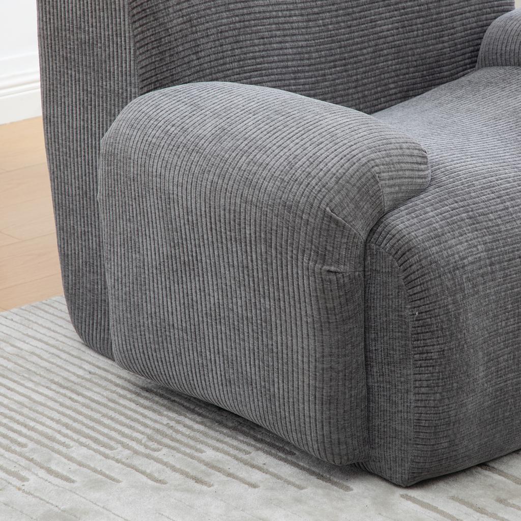 Chenille armchair with stool, vacuum-packed with 30D high-elasticity foam filling, assembly-free for living room & small spaces-Gray