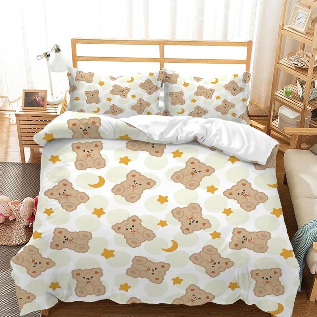 Comforter 3D Printed Cute Bear And Dog With Cartoon Animal Bedding Wild Animals Queen Size Comforter Set