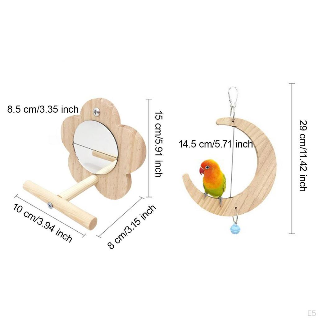 Hanging Swing for Parakeets, Moon Shape Perch Bird Climbing and Play