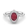7X5 MM Oval Ruby 925 Sterling Silver Halo Engagement Promise Women Ring