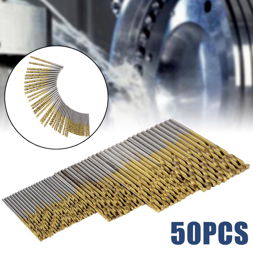 50//100pcs Titanium Coated HSS High Speed Steel Twist Drill Bit 1//1.5//2//2.5//3mm