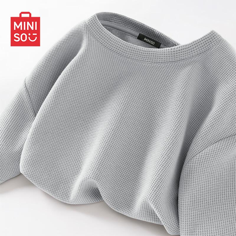 MINISO Men's Waffle Knit Heavyweight Casual T-Shirt