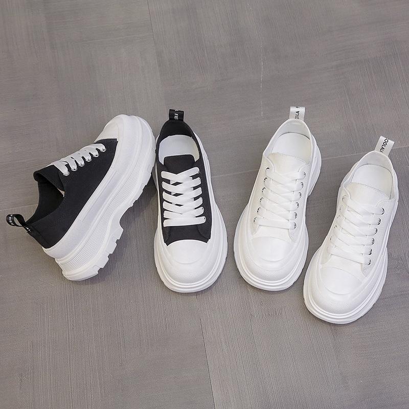 Canvas Shoes Women's New Summer Women's Shoes Versatile Thick-soled Muffin Popular Sports and Leisure White Shoes