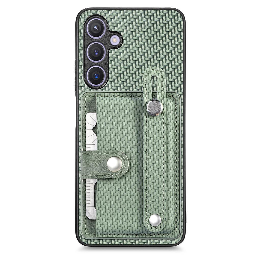 For Samsung Galaxy S25 Case Carbon Fiber Texture Leather Phone Back Cover with Card Holder