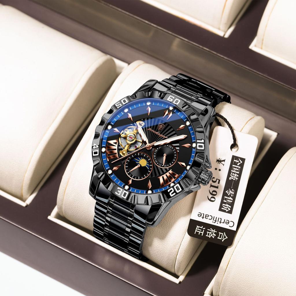 POEDAGAR National Top Swiss Brand Automatic Mechanical Watch for Men Multi Function Luminous Water Resistant