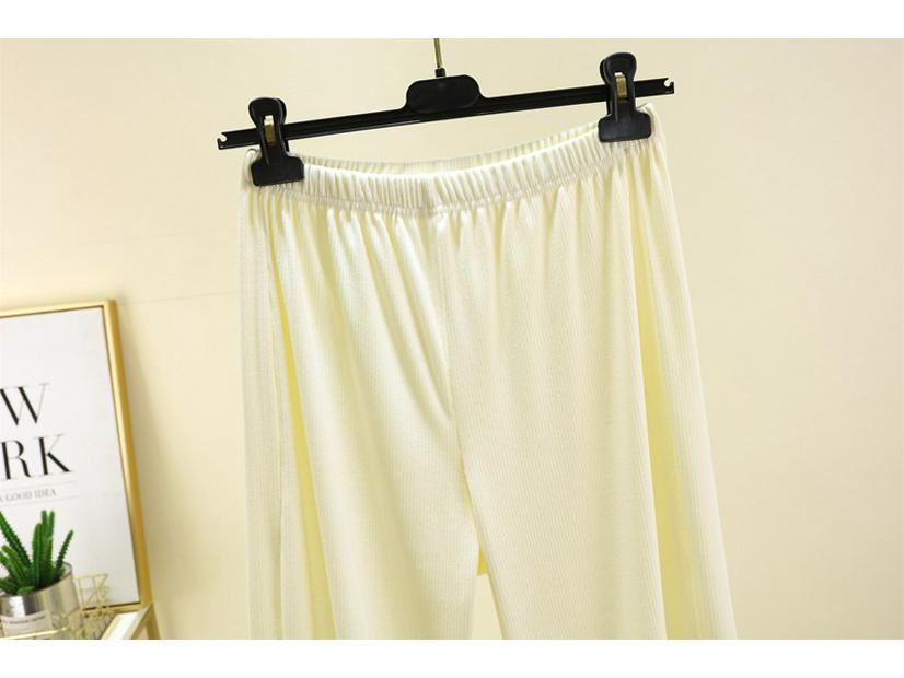 Women's Plus Size Fleece-Lined Ribbed Leggings for Autumn & Winter - Thickened Wide-Leg Casual Home Pants